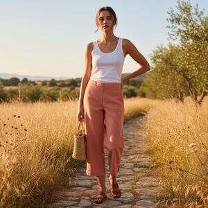 Alfred Dunner Coral Crop Pull-on Stretch Pants Size 10